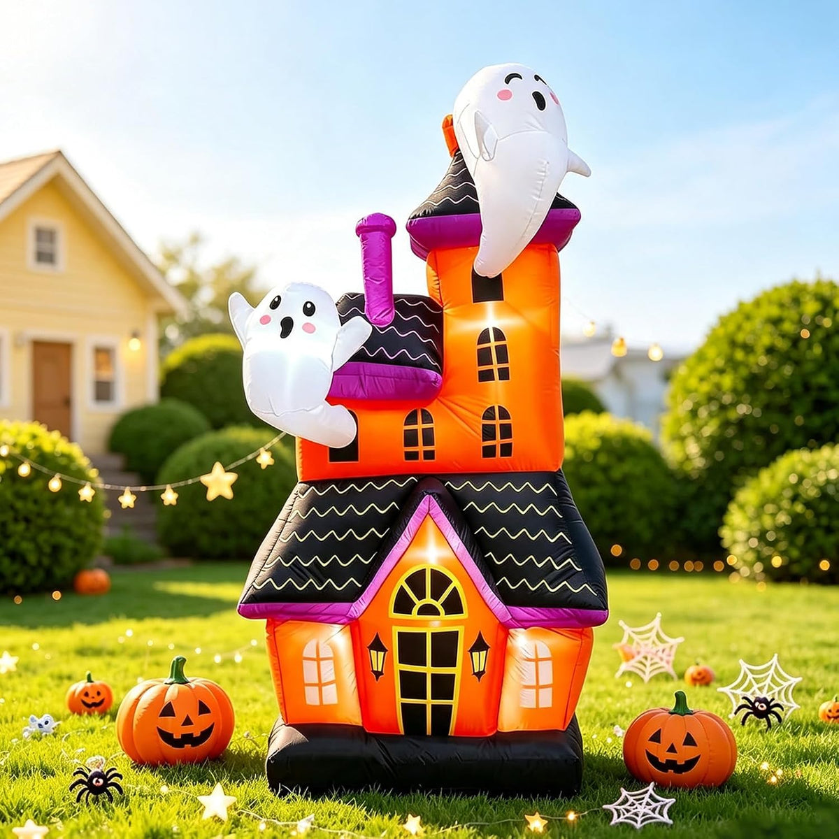 Bajree 6-Foot Halloween Haunted House & Ghosts Inflatable – Multicolor – product detail