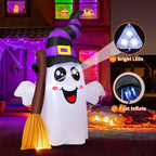 GOOSH 69483 6.2-Foot Halloween Ghost with Broom Inflatable – White and Black – product detail