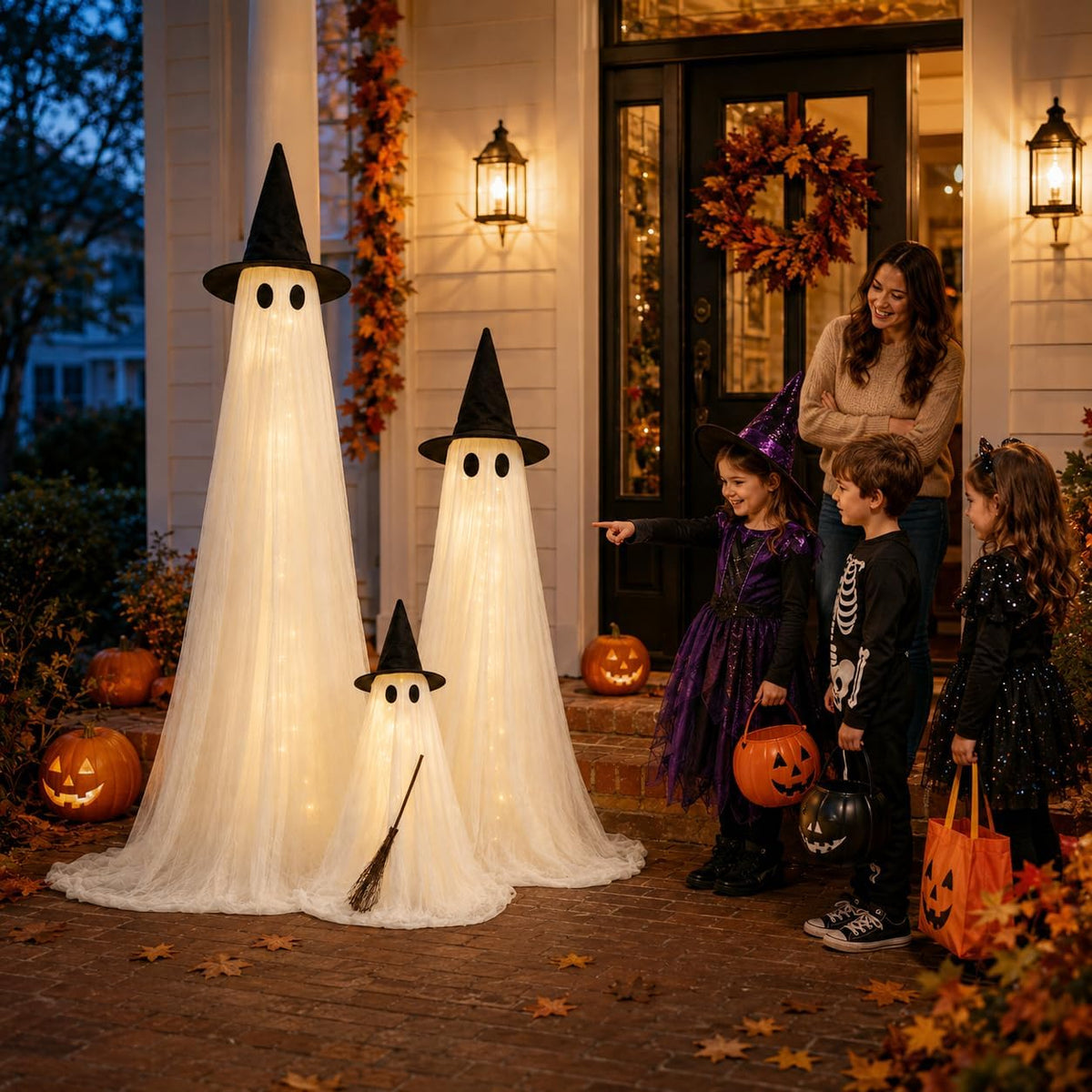 HAPPYCLUB 20260521001 3-Piece Lighted Halloween Ghost Family Set – 3Pack - L+M+S – product detail