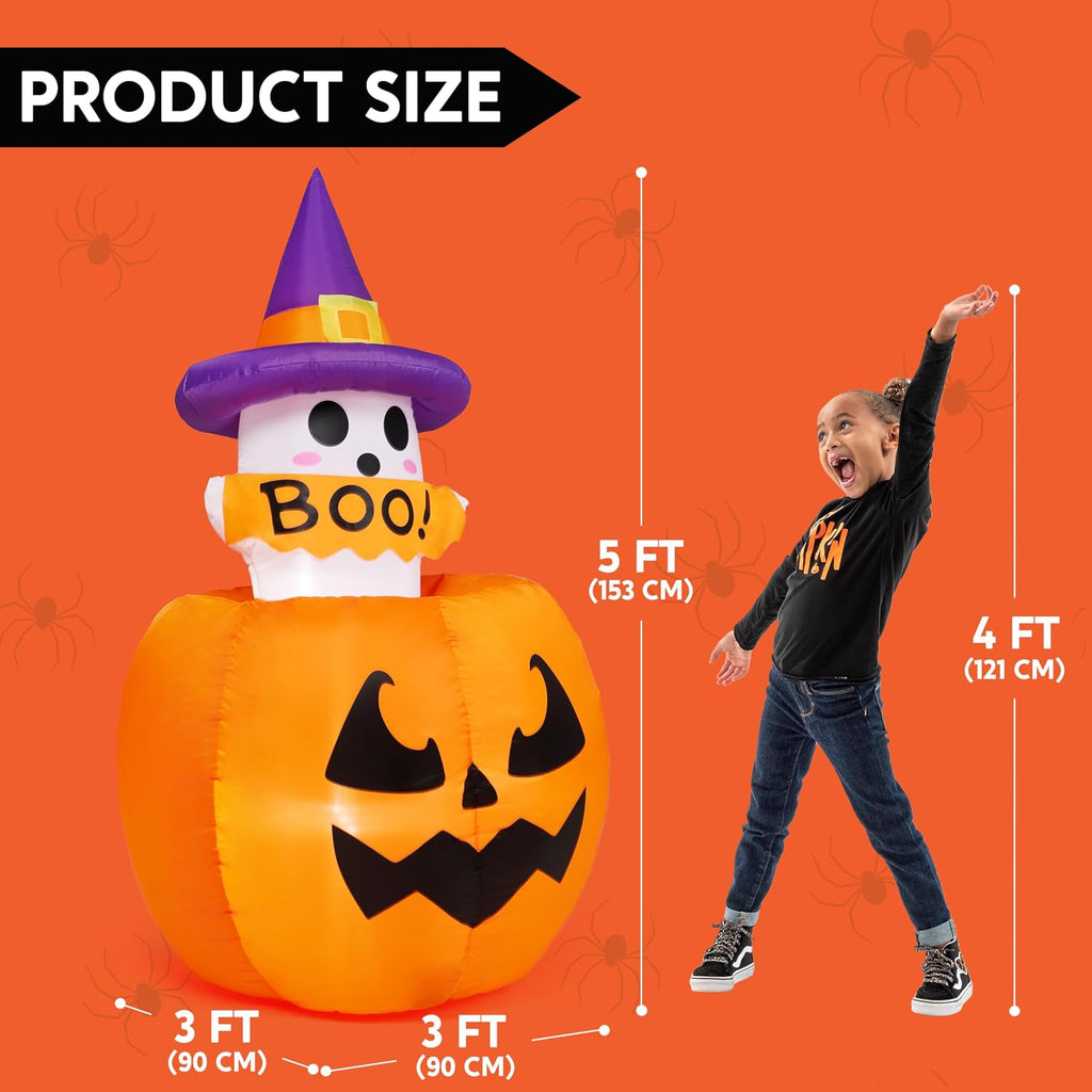 Joiedomi 32500 5-Foot Halloween Animated Ghost & Pumpkin Inflatable – Purple and White Ghost With Pumpkin – product detail