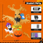 GOOSH 69076 8-Foot Halloween Dead Tree & Owl & Ghost Inflatable – yellow – product detail