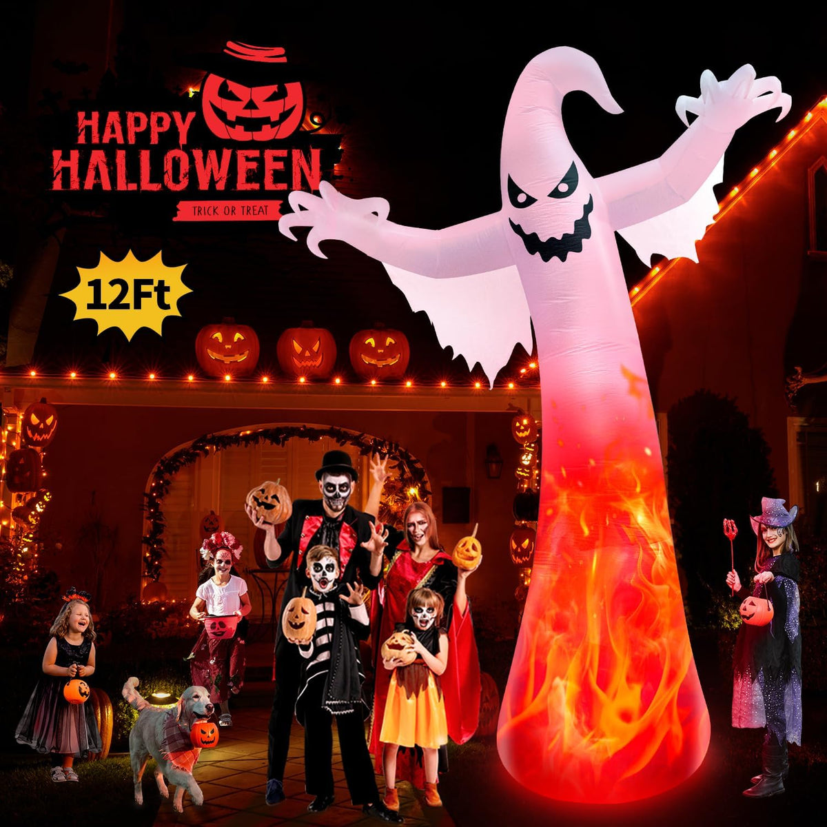 zukakii QM-WS-021 12-Foot Halloween Ghost Inflatable – White – product detail