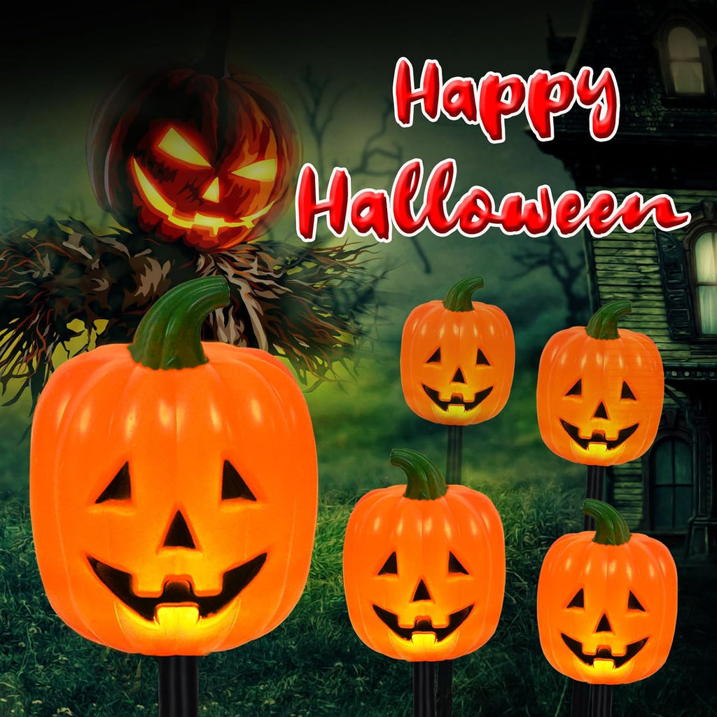 BRIGHTDECK 32137 Solar Halloween Pumpkin Stake Lights – 10-Pack – Long Pumpkin / 10-Pack – product detail