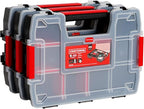 CRAFTSMAN CMST60964M 3-Pack 10-Compartment Parts Organizers – 3 Pack (11.5" L x 2.5" W x 8.5" H), black/red
