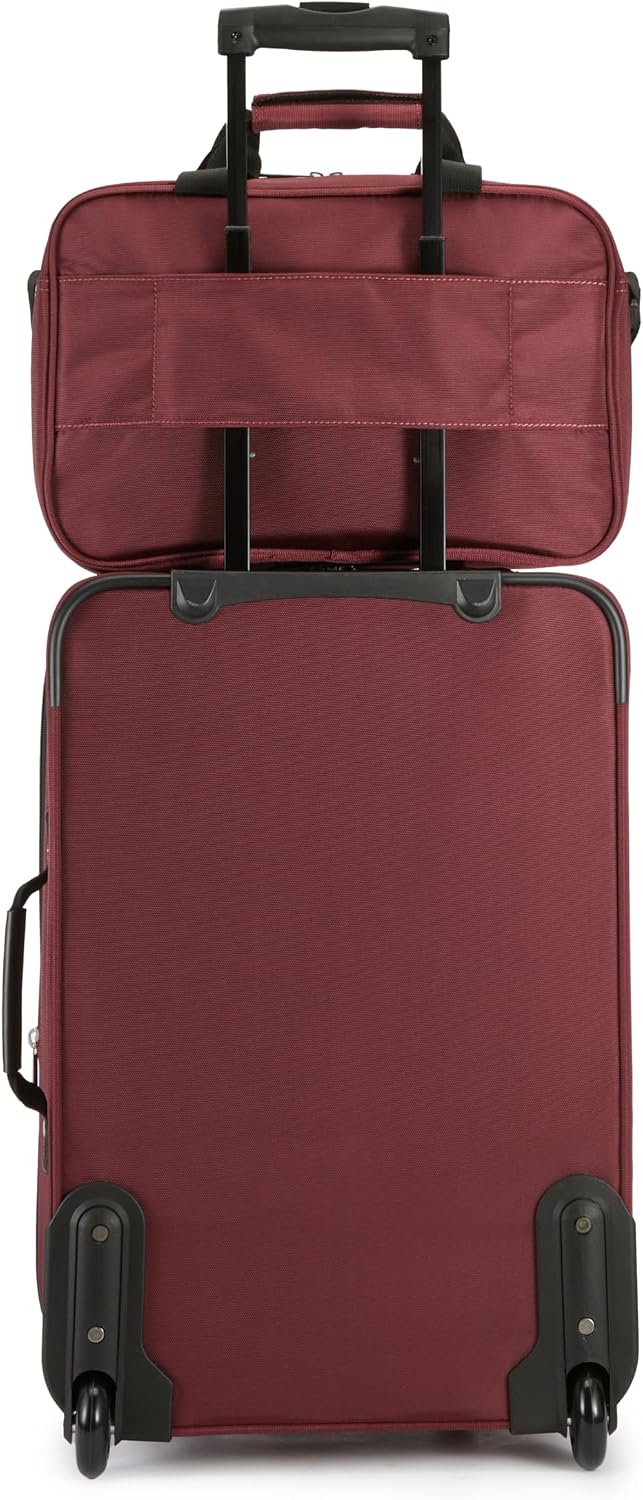 Amazon Basics NB23134-RD Softside Luggage Set – Carry-On 23-Inch, tote 15-Inch, Burgundy – product detail