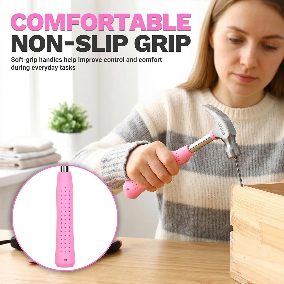 DEKOPRO 94-Piece Household Hand Tool Kit – Pink – product detail