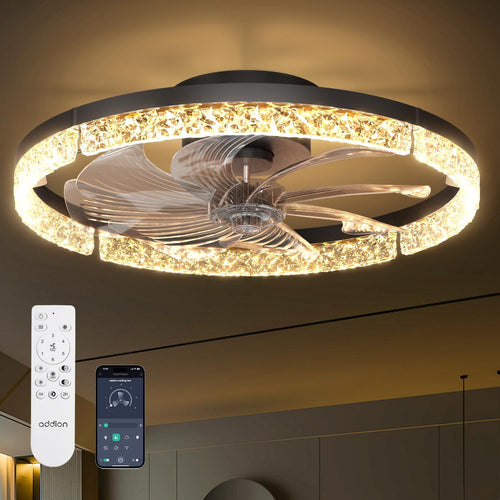 addlon 20-Inch Low-Profile Ceiling Fan with LED Light, Black