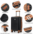 KUNEL XRK-5PCS-Black Luggage Set – 5 Piece Sets (20/24/28/DB/TB), Black – Black / 5 Piece Sets (20/24/28/DB/TB) – product detail