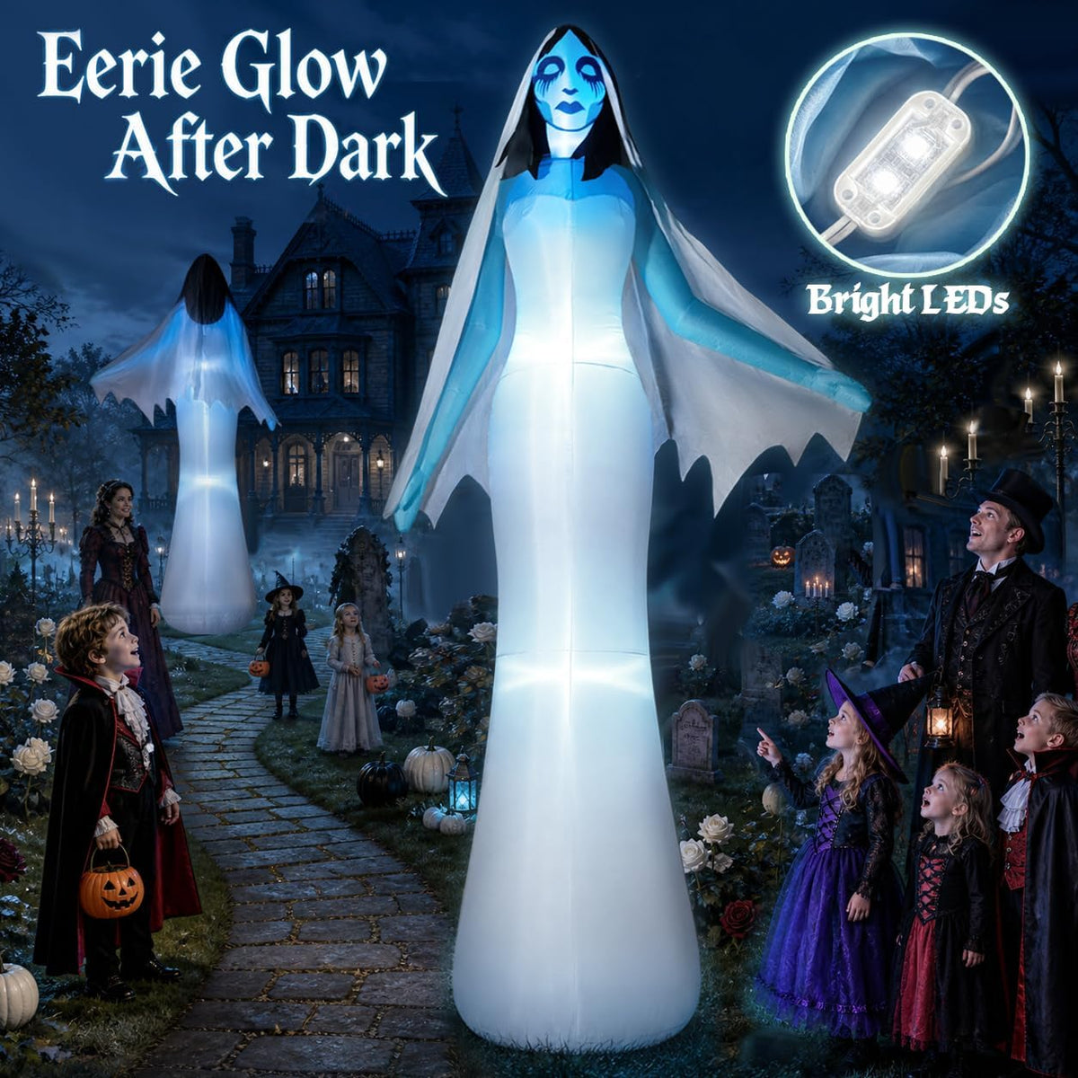 zukakii QM-WS-025 12-Foot Halloween Ghost Bride Inflatable – blue – product detail