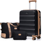 Eeeza 7P-3PCS-Black Hardside Luggage Set – 3PCS, Black
