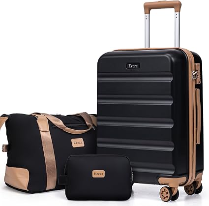 Eeeza 7P-3PCS-Black Hardside Luggage Set – 3PCS, Black