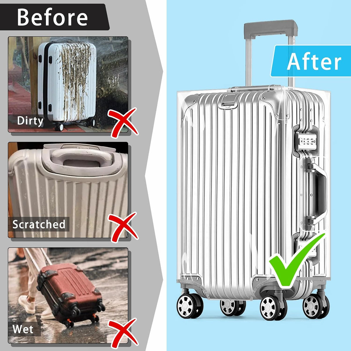 Yotako TJO543-30 Luggage Cover – 30inch, 90%clear 10%grey – 90%clear 10%grey / 30inch – product detail