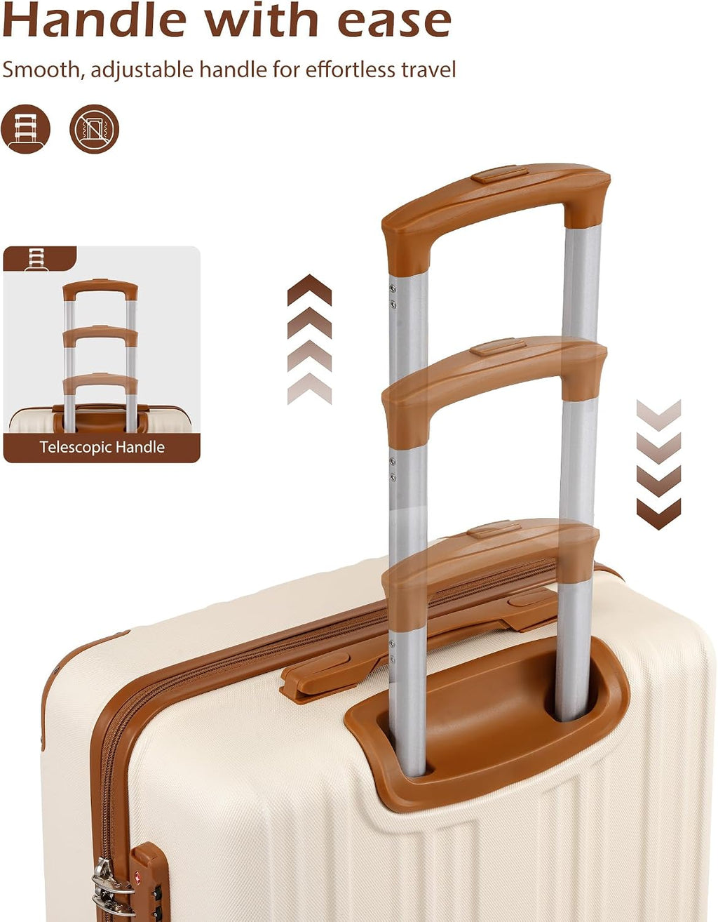 Coolife yd72 Hardside Suitcase – M(24in), apricot white – apricot white / M(24in) – product detail