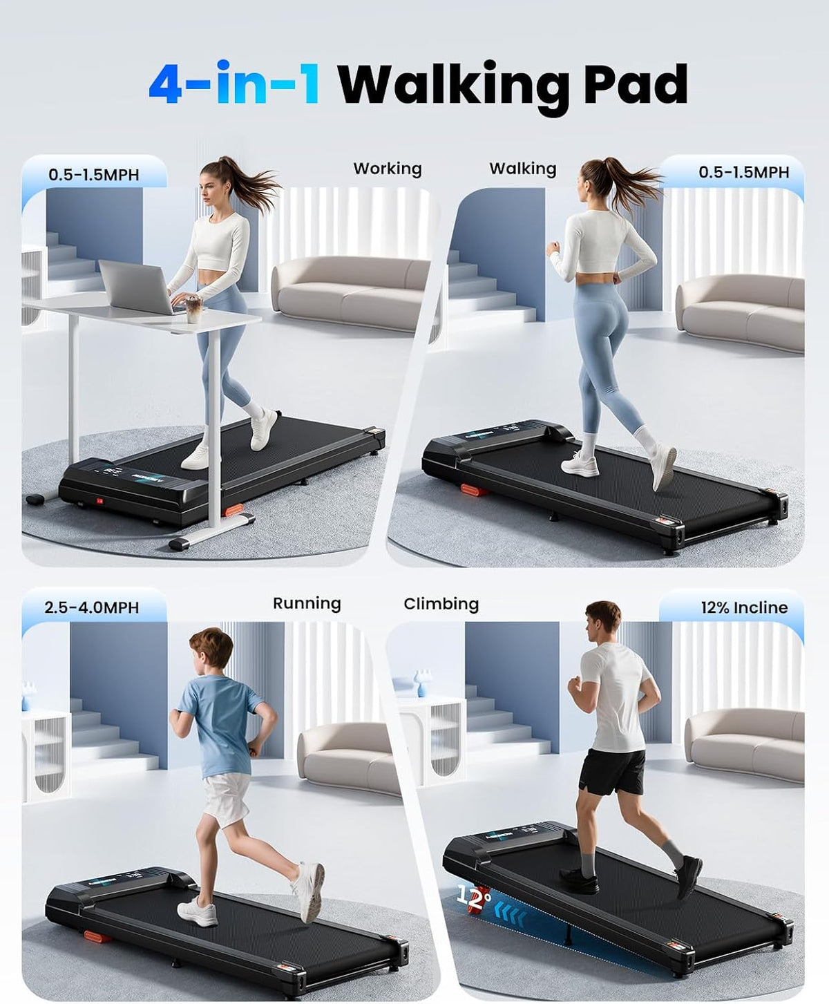 Abonow Under-Desk Walking Treadmill – Black – product detail