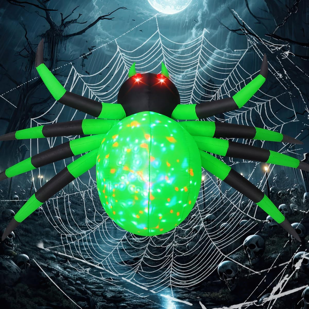 COMIN 9-Foot Halloween Spider Inflatable – Green – product detail