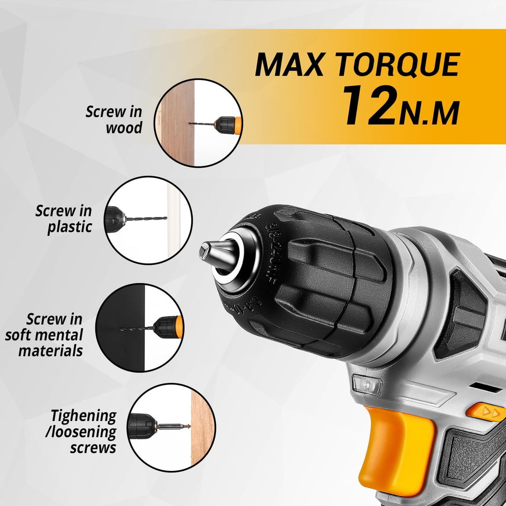 DEKOPRO 126-Piece Cordless Drill and Hand Tool Set – Yellow – product detail
