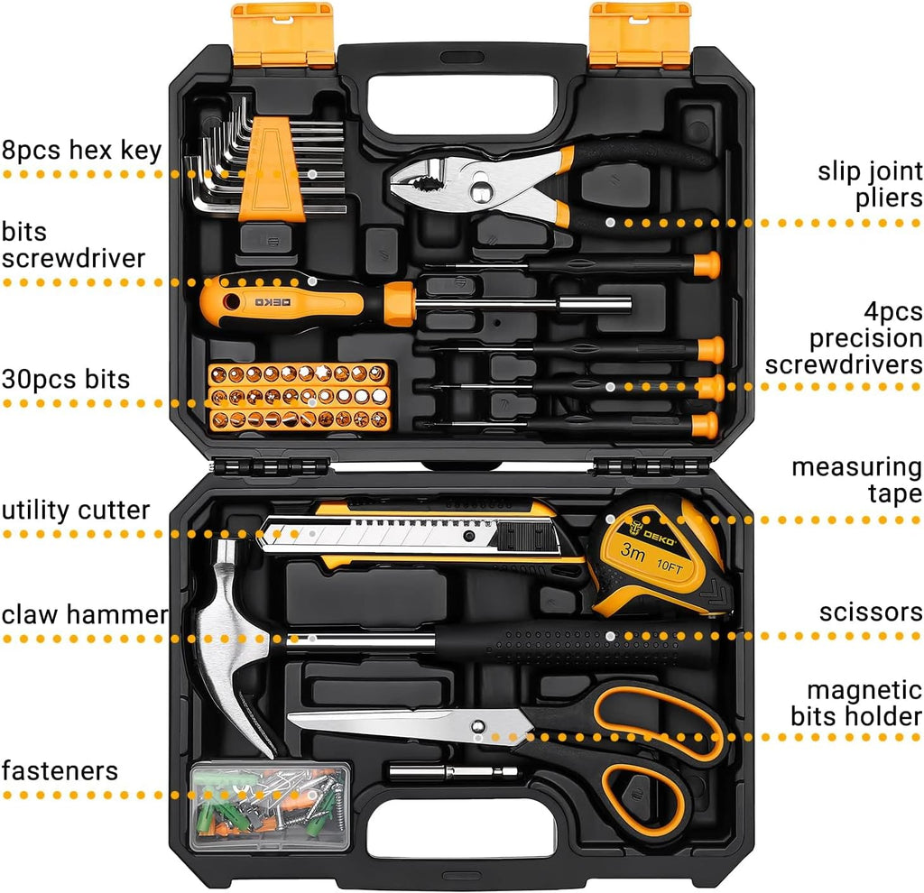 DEKOPRO DKMT50 50-Piece Household Hand Tool Kit – Yellow – product detail