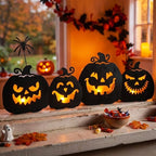 EAMBRITE 806051 4-Pack Lighted Metal Pumpkin Yard Stakes – black – product detail