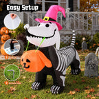 GOOSH 5.5-Foot Halloween Skeleton Dog & Pumpkin Inflatable – White – product detail