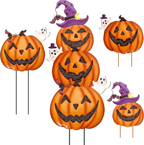 FloraSea 3-Piece Stackable Halloween Pumpkin Yard Stake Set – Halloween
