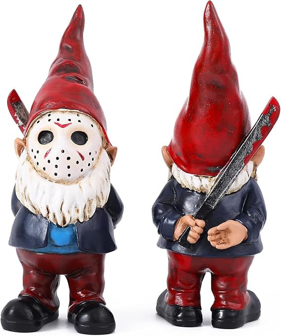 SPINNDO w-01-red Halloween Horror Garden Gnome Statue – Red