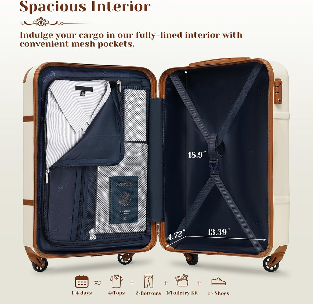 Coolife YD102 Hardside Luggage Set – 3 Piece Set (BP/TB/20), White – White / 3 Piece Set (BP/TB/20) – product detail