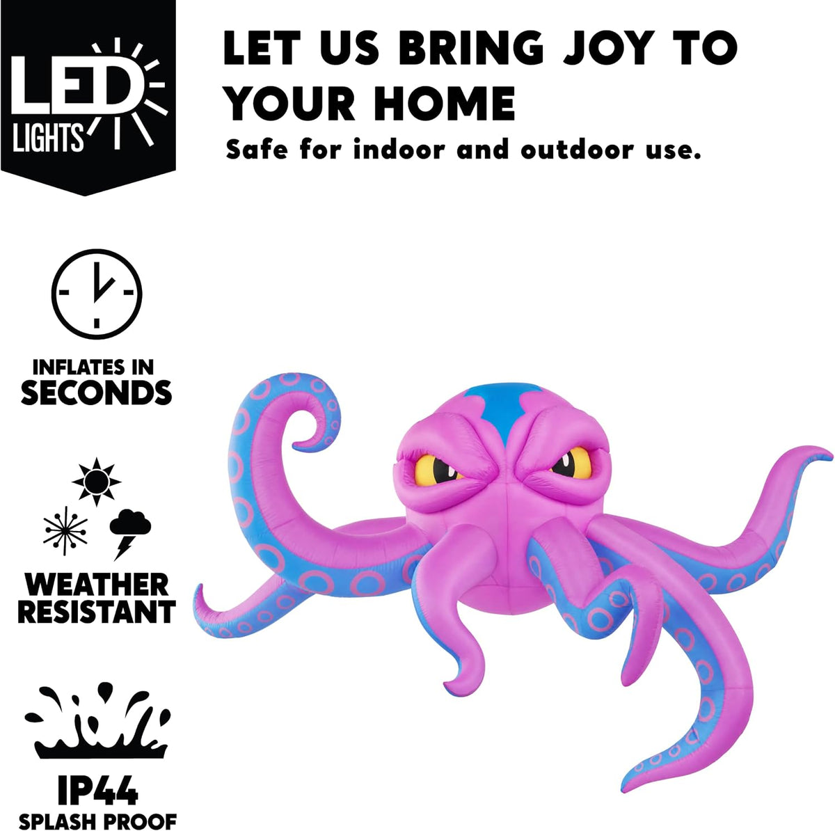 JOYIN 18672 10-Foot Halloween Octopus Inflatable – Blue-tentacled Octopus – product detail