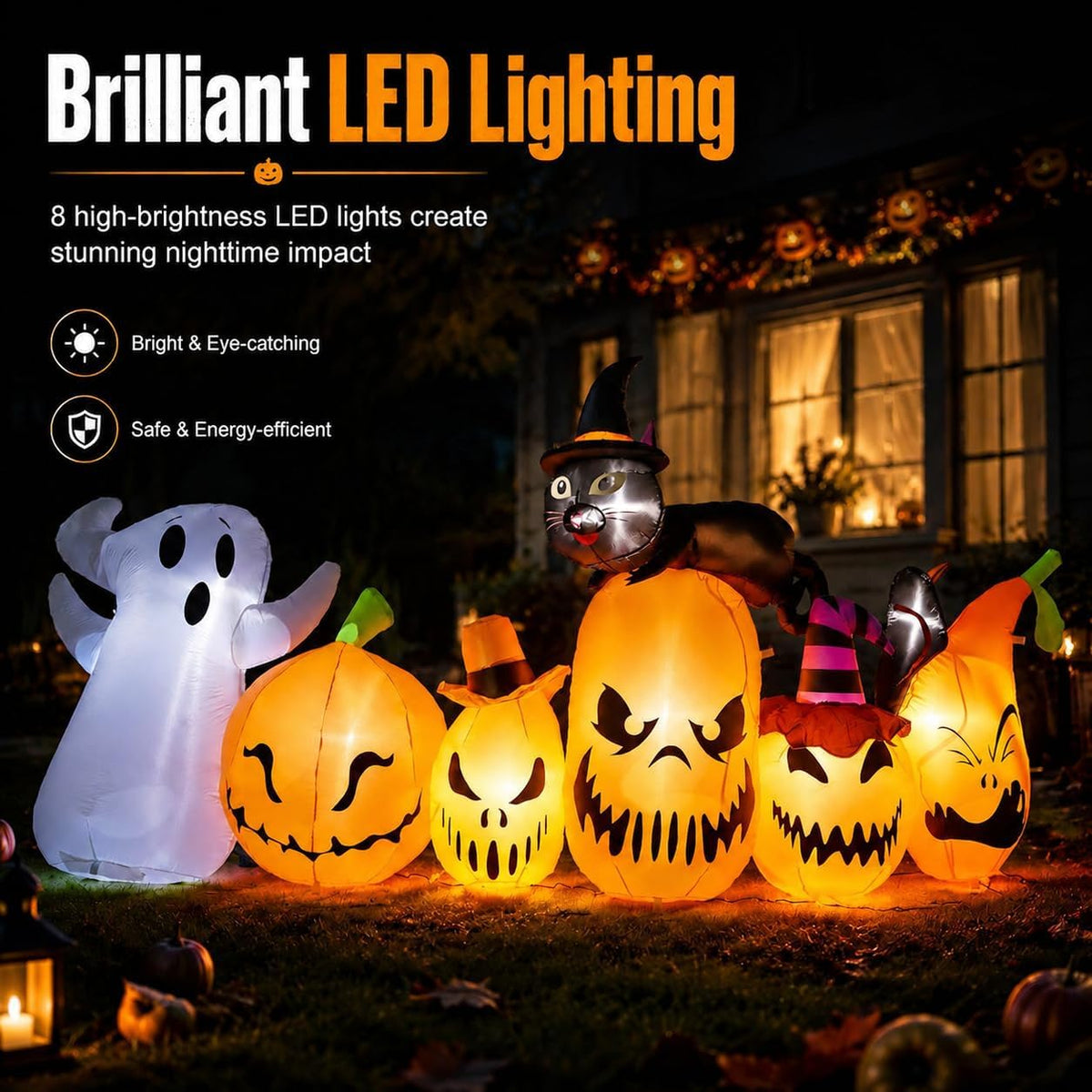 LAASOFANI HI-Pumpkin-BooCat 11-Foot Halloween Pumpkin Inflatable – 11FT Pumpkins BlackCat – product detail