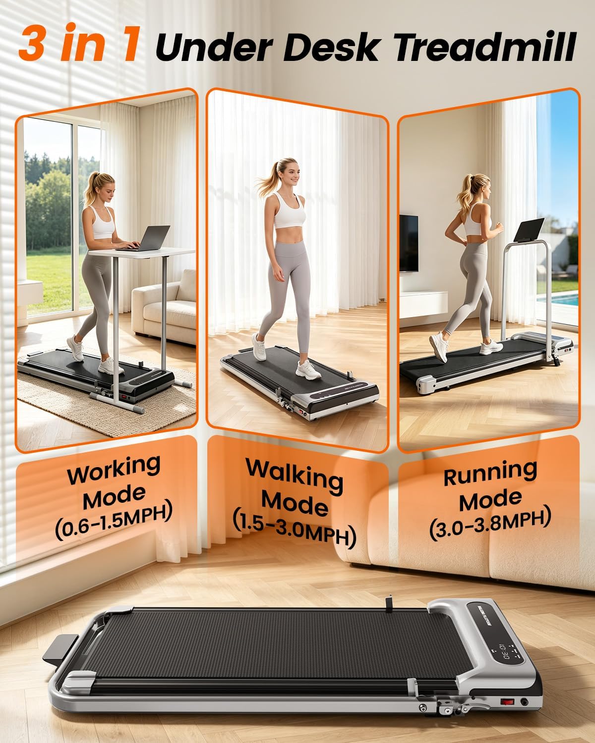 ICYLOOT Walking Treadmill – Sliver – product detail