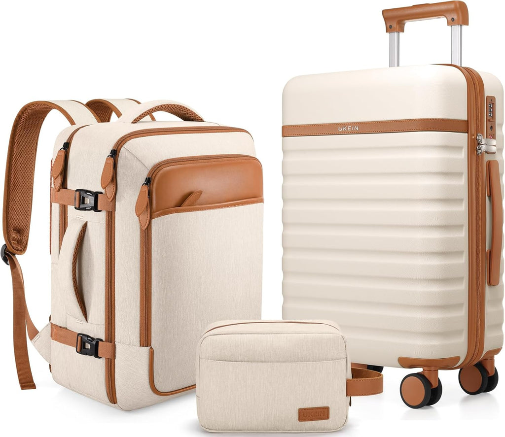 UKEIN 2304 Luggage Set – 3 piece set (20inch), Beige