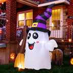 GOOSH 69483 6.2-Foot Halloween Ghost with Broom Inflatable – White and Black – product detail