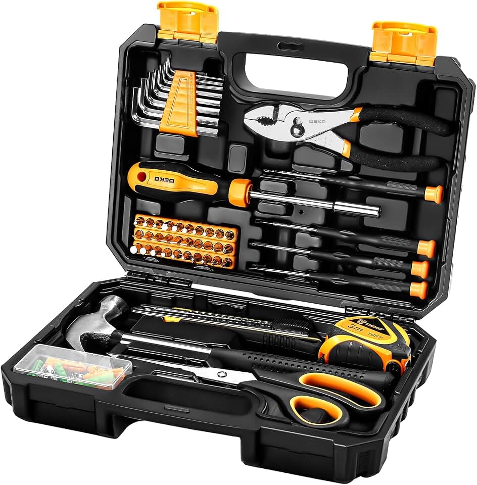 DEKOPRO DKMT50 50-Piece Household Hand Tool Kit – Yellow