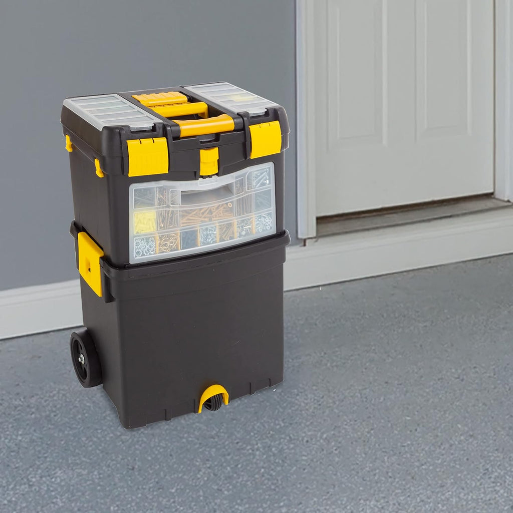 Stalwart 75-2250 Rolling Tool Box with Removable Top – Black/Yellow/Clear – product detail