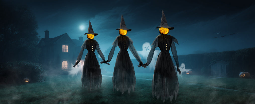 Jibeufi Hlw-witch-3pcs 3-Pack 4.9-Foot Lighted Halloween Witch Stakes – black – product detail