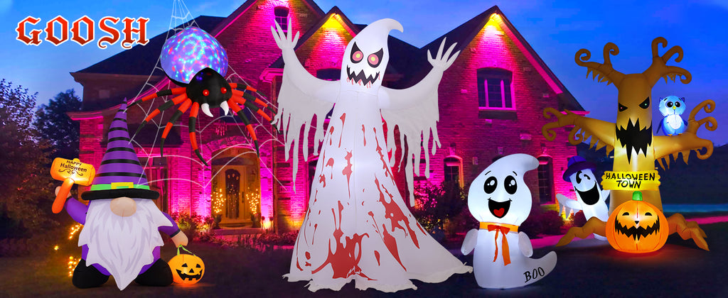 GOOSH 69589 8.2-Foot Halloween Ghost Inflatable – White and Red – product detail