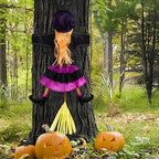 ILLUMINEW 001 Solar-Lighted Halloween Crashing Witch Decoration – Orange Purple – product detail