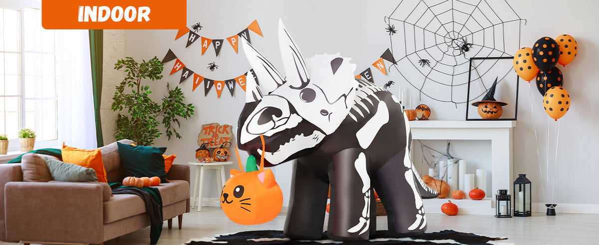 COMIN CO-69429 6.5-Foot Halloween Skeleton Dinosaur Inflatable – Black – product detail