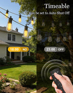 VGUXG Solar Patio String Lights, 50 ft, 15 Sockets