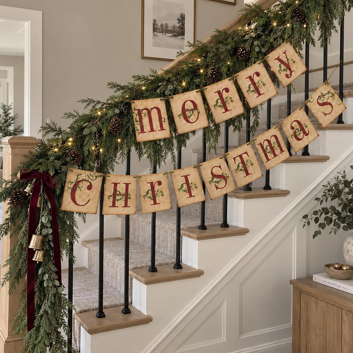 ORIENTAL CHERRY Vintage-Style Merry Christmas Banner