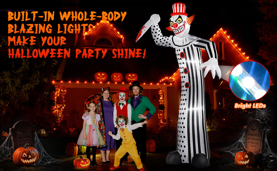 zukakii QM-WS-018 12-Foot Halloween Clown Inflatable – white – product detail