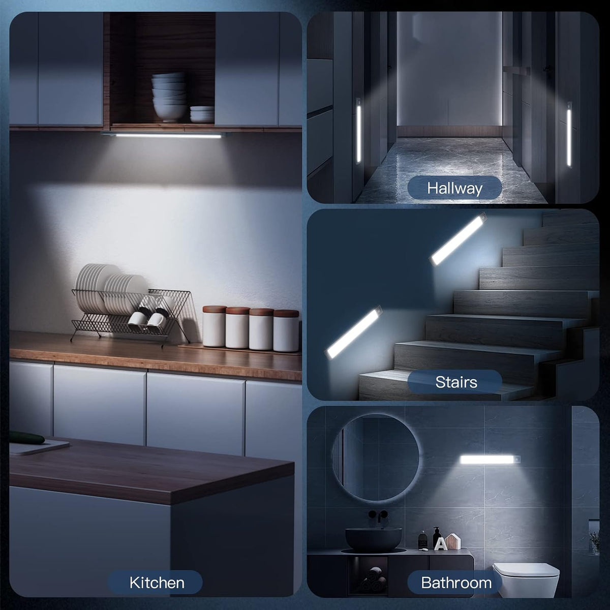 MCGOR Rechargeable Motion-Sensor Cabinet Lights, 10-Inch, 2-Pack