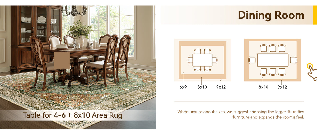 RELEANY Vintage Floral Area Rug, Brick/Brown/Green, 8 x 10 ft