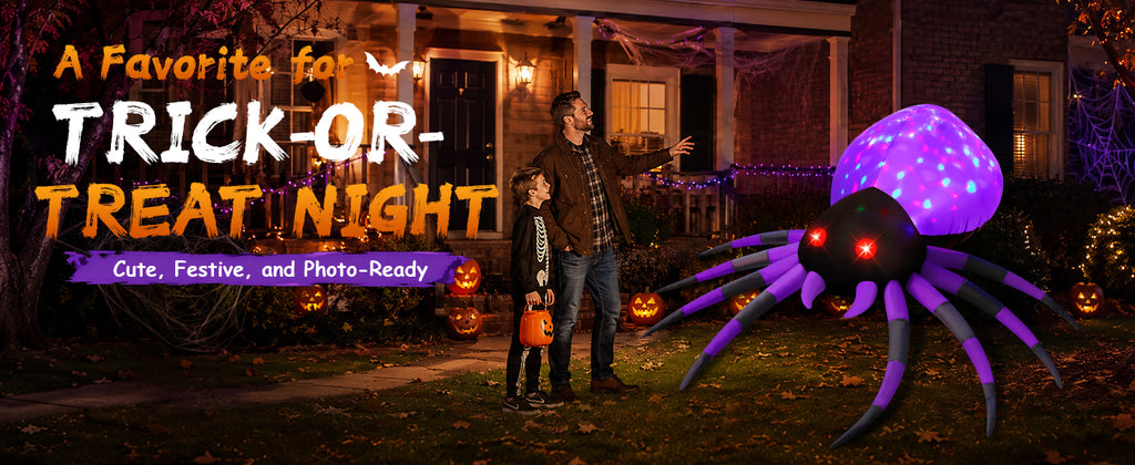 GOOSH 69087 5-Foot Halloween Spider Inflatable – 5 FT Purple – product detail