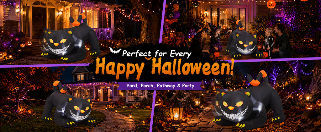 GOOSH 6-Foot Halloween Animated Black Cat Inflatable – Black – product detail
