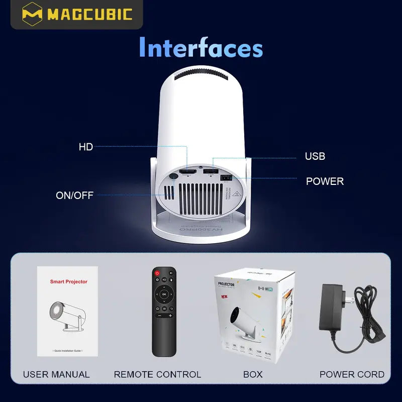 MAGCUBIC HY300Pro Portable 720p Projector, White