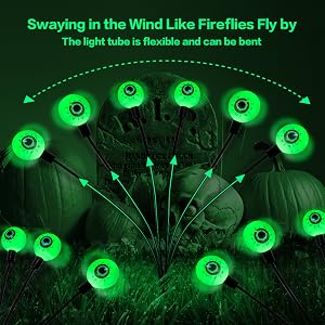 BeHiller BGYQG001 2-Pack 12-LED Solar Eyeball Garden Lights – Green – product detail