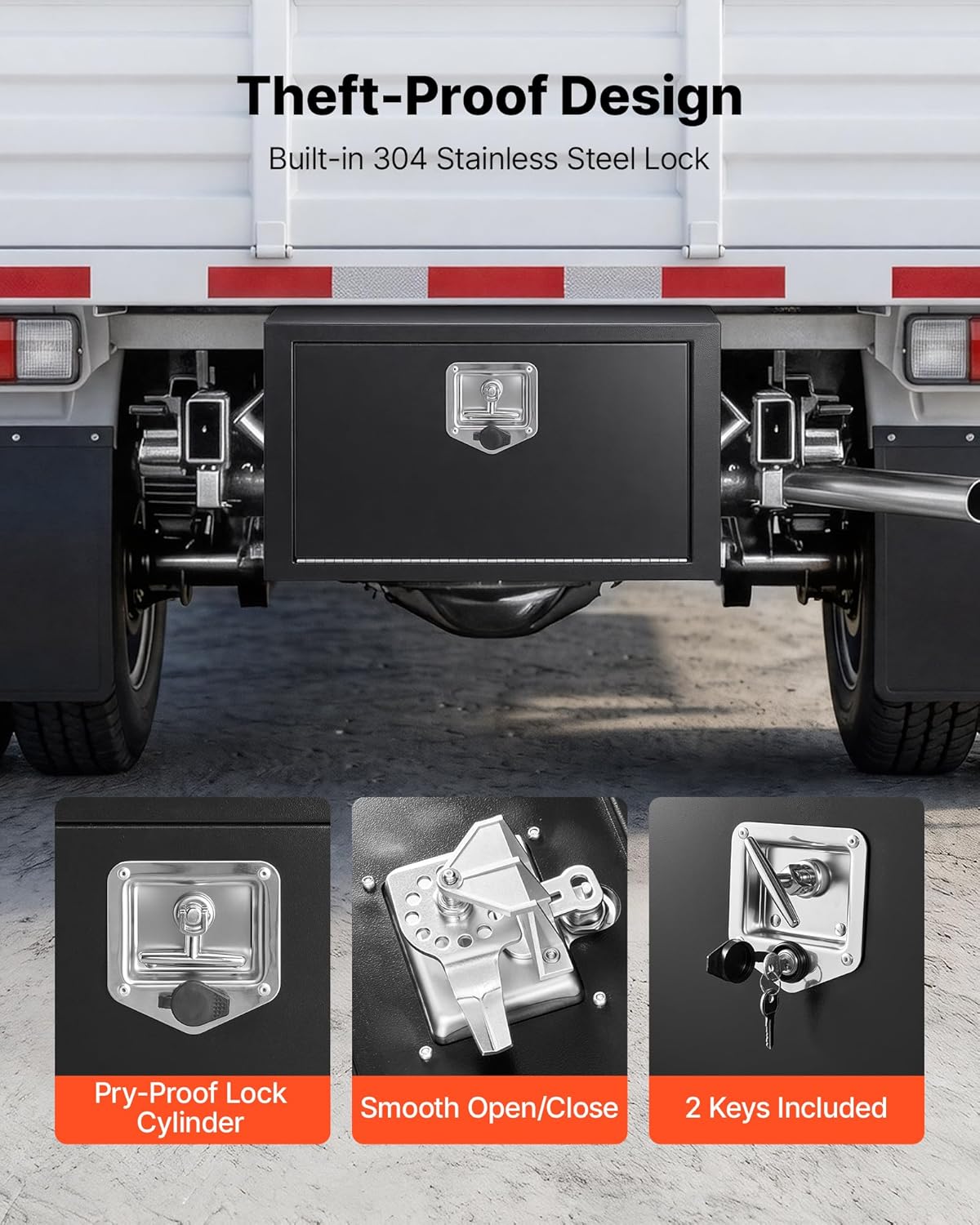 VEVOR JL-TB17S-2 24-Inch Underbody Steel Truck Tool Box – 24*12*14, Black – 24*12*14 / Black – product detail