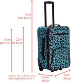 Rockland F102-BLUELEOPARD Softside Luggage Set – 2 Piece (19"/14" Tote), Blue Leopard – Blue Leopard / 2 Piece (19"/14" Tote) – product detail