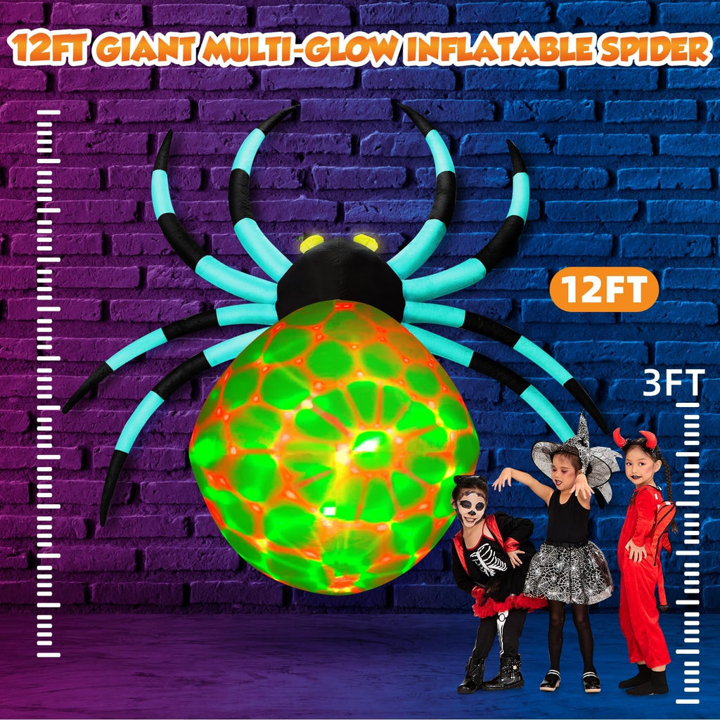 zukakii QM-WS-003 12-Foot Halloween Spider Inflatable – Cyan – product detail