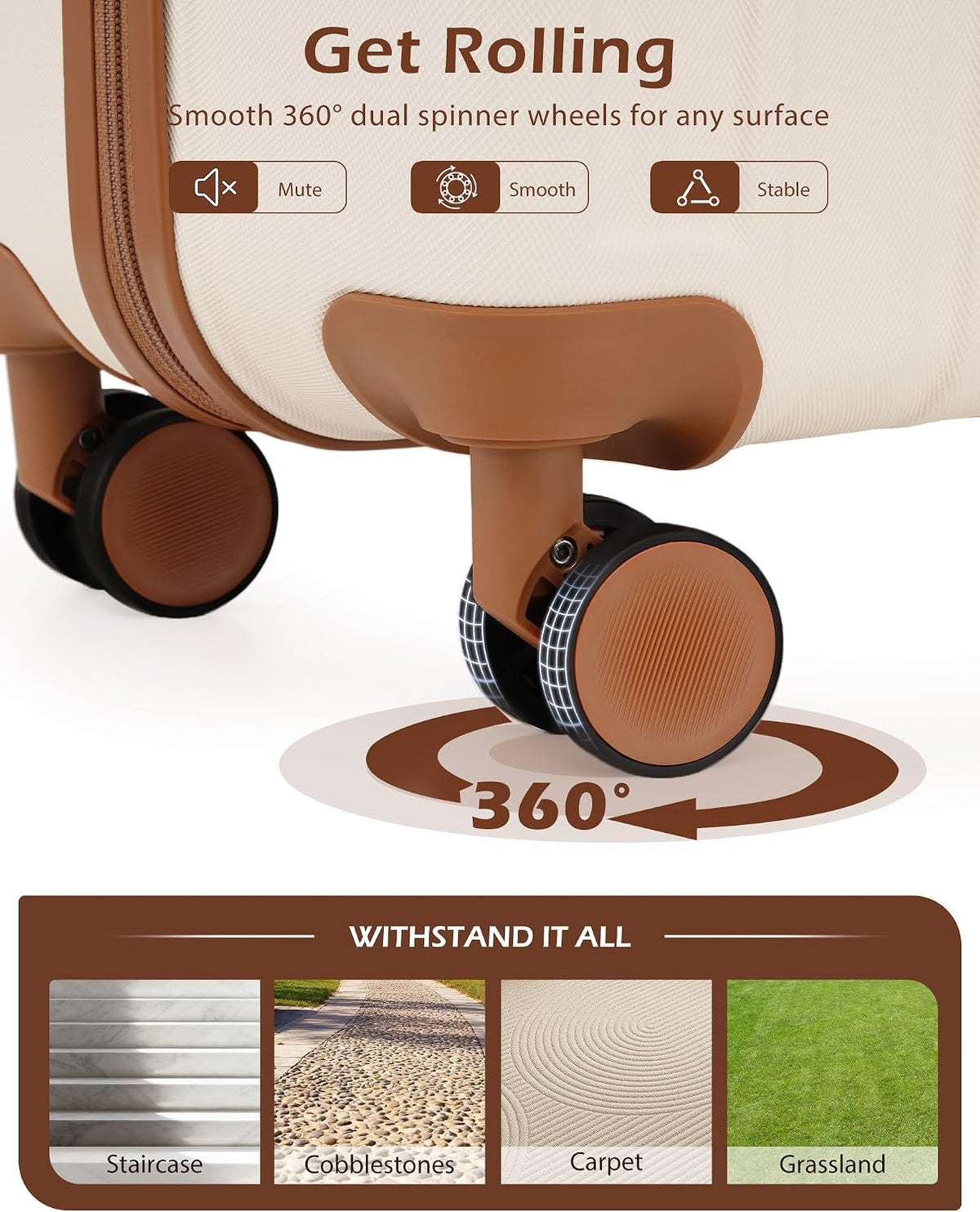 Coolife yd72 Hardside Suitcase – M(24in), apricot white – apricot white / M(24in) – product detail